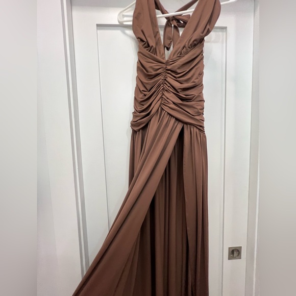 Babyboo Brown Halter Melania Maxi Dress - Picture 5 of 6